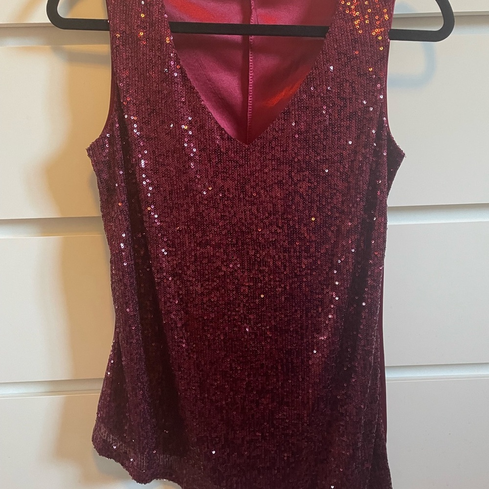 Elegant Burgundy Sequin Women's Top